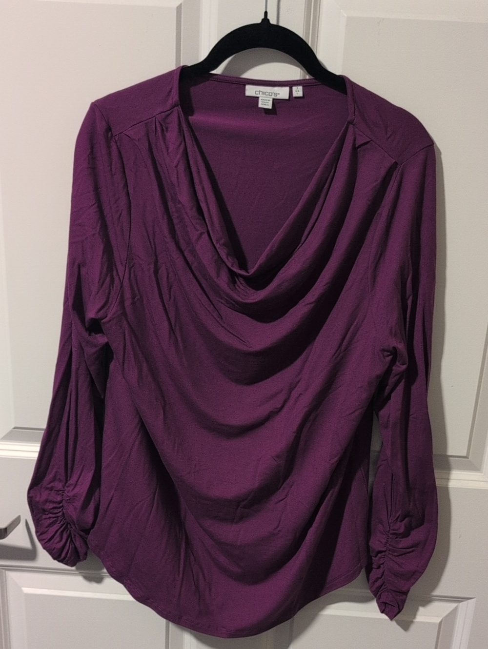 Chico's Deep Purple Cowl-Neck Long Sleeve Top Chico's Size 2 Would Be A M-L